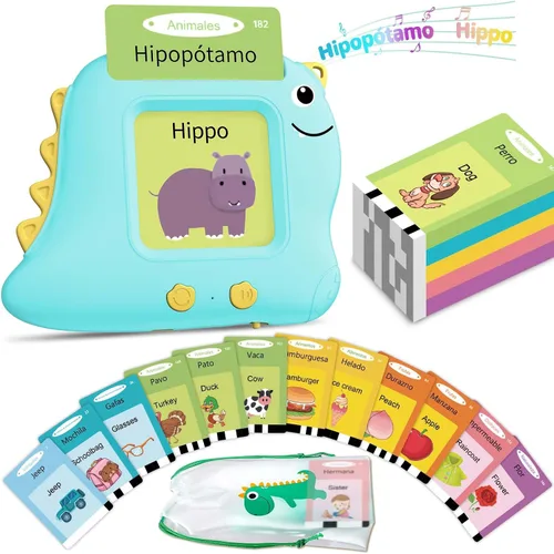 Alotwan Tarjetas Didácticas Bilingües Parlantes Español/Inglés, Juguetes Sensoriales de Aprendizaje para Niños Autistas, 224 Palabras de Vista
