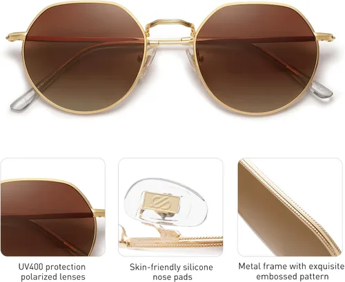 Miniatura 34 de SOJOS Gafas de sol polarizadas redondas de polígono para mujeres y hombres, retro, clásicas, vintage, Panto octogonales, SJ1157