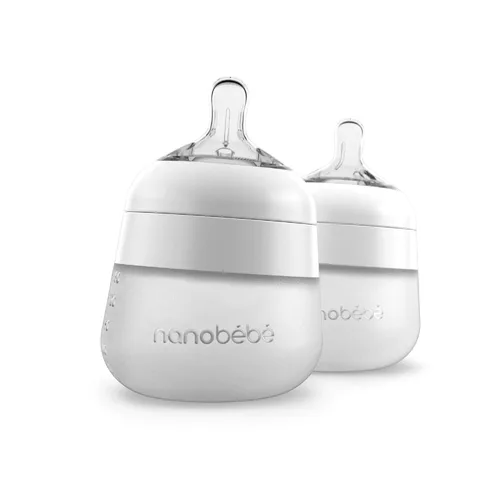 Miniatura 10 de Nanobebe - Biberón de silicona flexible, anticólicos, sensación natural, pezón que no se derrumba, base estable sin puntas, fácil de limpiar