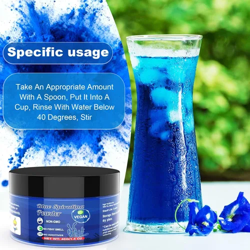 Miniatura 5 de Polvo de espirulina azul azul – 1.41 onzas de colorante natural azul para alimentos, sin olor a pescado, extracto de ficocianina 100% vegano, polvo