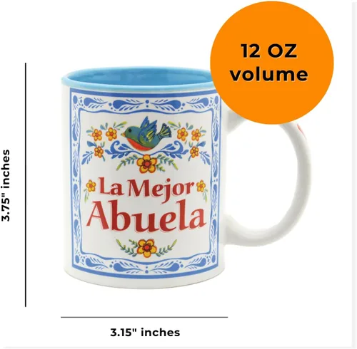 Miniatura 4 de Taza La Mejor Abuela – Regalos únicos de Abuela en español – Taza de cerámica duradera de 12 onzas con esmalte azul – Mejor abuela
