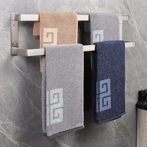 Miniatura 7 de NearMoon Toallero de baño, soporte para toallero, estante cuadrado, toalla colgante para baño, toallero grueso de acero inoxidable SUS304 montado