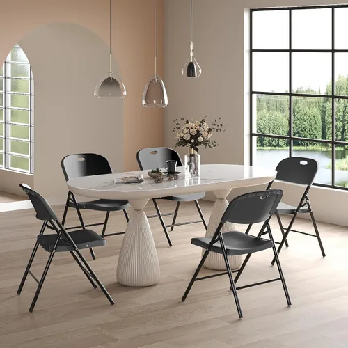 Miniatura 5 de Nazhura Silla plegable de plástico resistente con límite de peso 350 con marco de acero reforzado para interiores y exteriores, boda, fiesta
