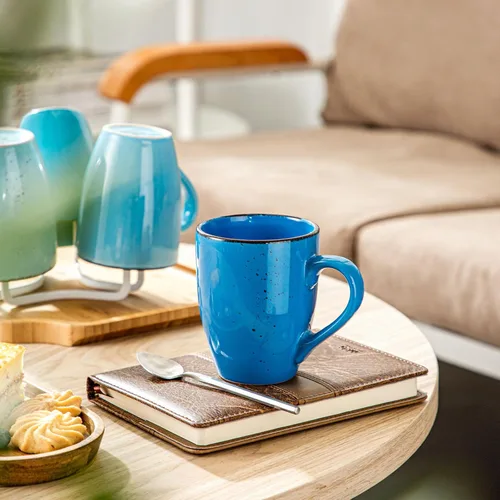 Miniatura 6 de vancasso Navia - Juego de 4 tazas de café de cerámica de 12 onzas para capuchino, café con leche, té, multicolor