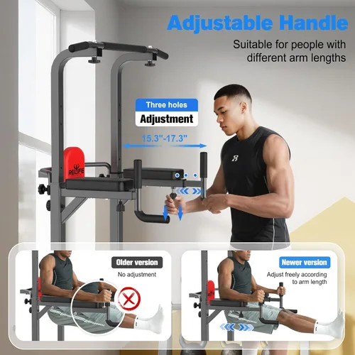 Miniatura 3 de RELIFE REBUILD YOUR LIFE Power Tower Estación de Barra de Dominadas Estación de Fondos para Gimnasio en Casa Entrenamiento de Fuerza Equipo