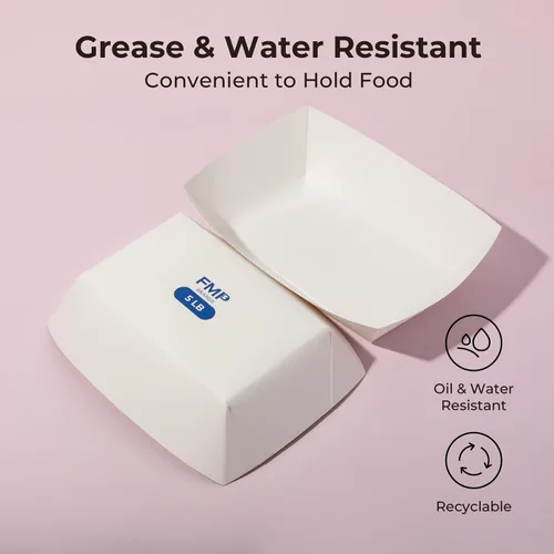 Miniatura 8 de Fit Meal Prep Paquete de 125 bandejas de papel de 5 libras para alimentos desechables de alta resistencia, bandeja de nachos blancos para fiestas