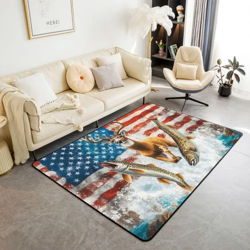 Miniatura 33 de Erosebridal American Flag Area Rugs 3x5 for Bedside Kitchen Army Green Camo Washable Rug Bear Claw Hunting Theme Decorative Accent Rug Camoflage