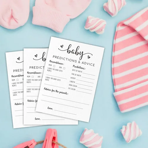 Miniatura 3 de Juego de cartas minimalistas para baby shower, consejos para nuevos padres, fiesta de revelación de género, juego de 30 -A01