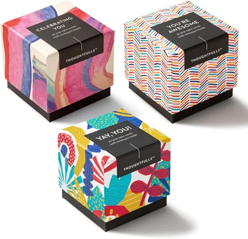 Tarjetas desplegables ThoughtFulls por Compendiium — Paquete de 3 de Celebrando Tú, ¡Sí!, Tú eres increíble — 90 tarjetas desplegables, cada una con