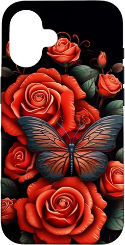 Miniatura 32 de Cute Butterfly Red Floral Flower Butterfly Rose Case for iPhone 17