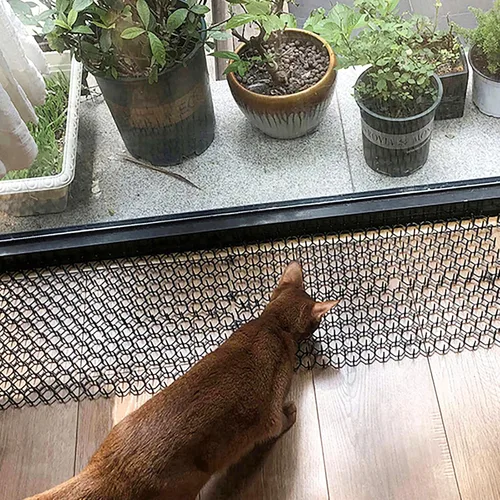 Miniatura 6 de Tapete de 8.5 x 6.5 pulgadas para gatos con 6 grapas de jardín y 6 lazos, paquete de 12 alfombrillas disuasorias para gatos para valla de jardín