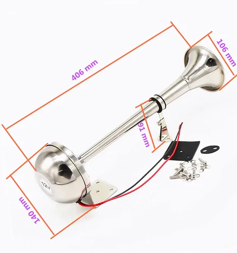 Miniatura 5 de Bocina de coche 160db barco marino potente cuerno plata 12V coche eléctrico cuerno con soporte de montaje trompeta camión cuerno v plata AI-ME202 0