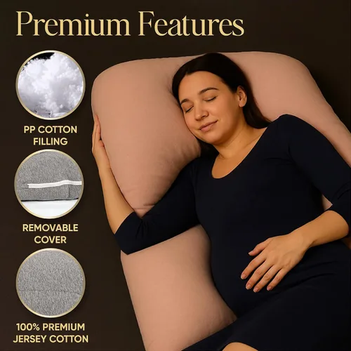 Miniatura 5 de Almohada de embarazo en forma de U, funda 100% algodón, soporte de maternidad de cuerpo completo para vientre, espalda y piernas, máscara de ojos