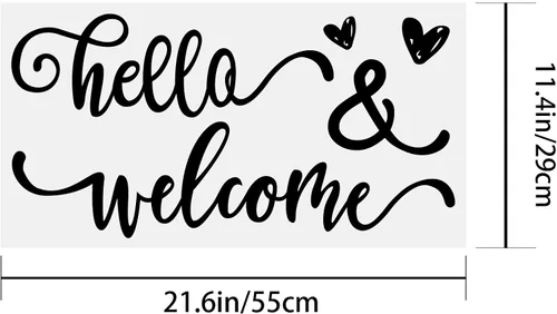 Miniatura 5 de PLIGREAT Calcomanías de pared con texto en inglés "Hello & Welcome Quotes", calcomanías de pared de vinilo removible para el hogar, oficina, lugar