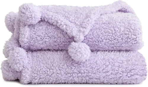 Miniatura 17 de Manta Sherpa de forro polar ultrasuave, tamaño Queen, manta de cama bohemia ligera y acogedora con borla decorativa, patrón reversible, 2 tonos