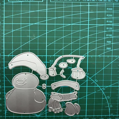 Miniatura 3 de Muere de corte de metal de muñeco de nieve con bufandas y guantes, troqueles navideños para hacer tarjetas, plantillas de corte para álbumes