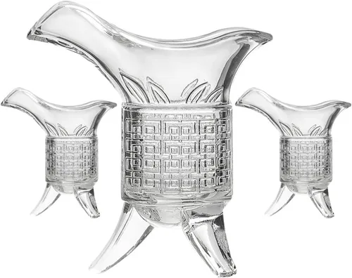 Zerodeko Juego de vasos de chupito retro vintage antiguo bebiendo como un antiguo rey reina jue, dispensador de vasos de vidrio decantador para Soju