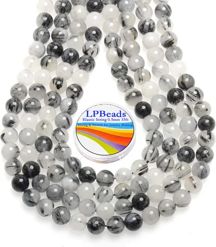 Miniatura 19 de LPBeads 100 piezas de cuentas sueltas de jade blanco natural pulido de 8 mm y redondo con cordón elástico para hacer joyas y pulseras Jade blanco