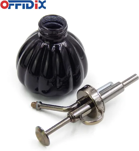 Miniatura 4 de OFFIDIX Botella rociadora de vidrio transparente, 6.3 pulgadas de alto, estilo vintage con bomba superior de plástico de bronce, regadera de vidrio