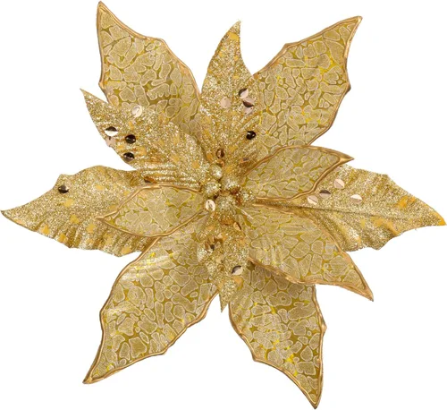 Miniatura 24 de Briful Flores de Pascua con Purpurina Navideñas de Cabezas Grandes de 12 Pulgadas Adornos para Árbol de Navidad Juego de 4 Flores Artificiales