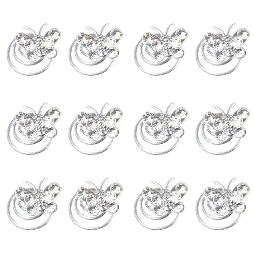Miniatura 9 de Vpang 12 horquillas en espiral para el cabello, espirales, espirales, pinzas para el cabello para boda, novia, diamantes de imitación de perla, Tipo