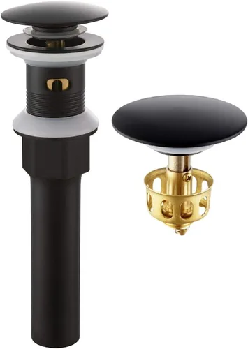 MIAOHUI Drenaje desplegable para fregadero con desbordamiento, tapón de drenaje para lavabo de baño, colador antiobstrucción integrado que se adapta