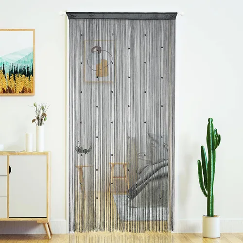 Miniatura 15 de YaoYue Cortina de Hilos con Cuentas para Puerta, Cortinas de Hilos para Puerta, con Borlas, Cuentas, Franja Colgante, Divisores de Habitación