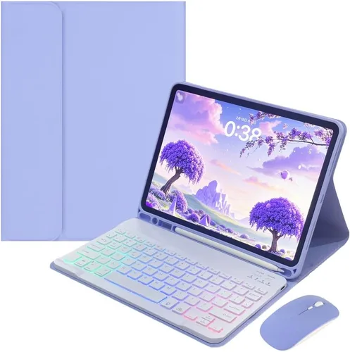 Miniatura 11 de Funda con teclado retroiluminado arcoíris para Galaxy Tab S6 Lite de 10.4 pulgadas con mouse y 7 colores RGB retroiluminación colorida teclado