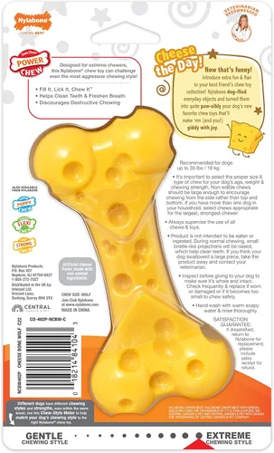 Miniatura 12 de Nylabone Juguete de queso para perros, juguete masticable para perros masticadores agresivos, mediano/lobo (1 unidad)