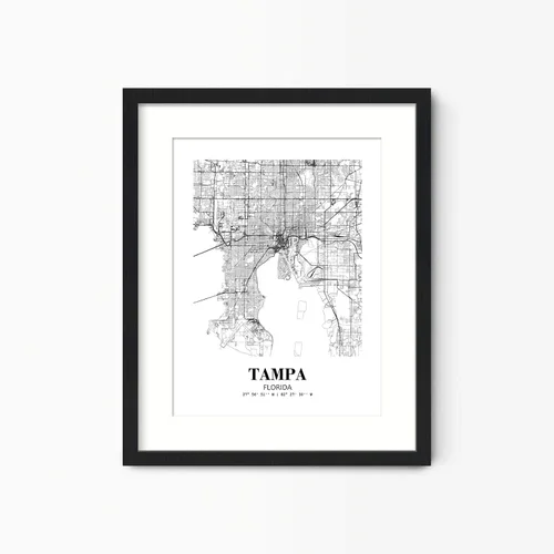 Miniatura 4 de Eleville 8X10 sin marco Tampa Florida Vista de la ciudad Resumen Camino Moderno Mapa Arte Impresión Póster de pared Oficina Decoración del Hogar
