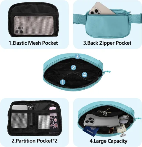 Miniatura 203 de Riñonera cruzada para mujeres y hombres, bolsa para cinturón para senderismo con correa ajustable, riñonera para correr, entrenamiento, deportes