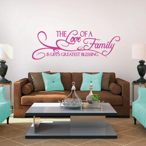 Miniatura 7 de Vinilo decorativo de pared The Love of A Family, pared de habitación familiar, sala de estar, cita de pared de la familia es la mayor bendición