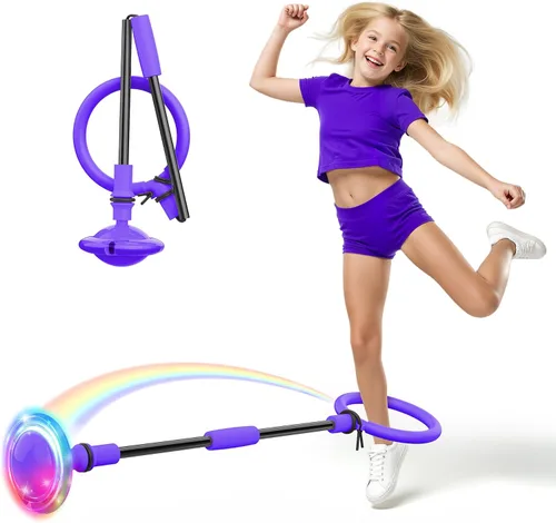 Bola de Salto de Tobillo para Niños, Bola de Salto Plegable con Luz Intermitente de Colores para Adultos, Juguetes de Juego para Interior y Exterior