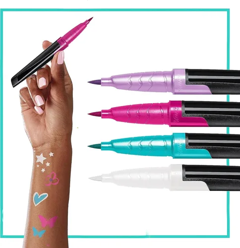 Miniatura 4 de BIC BodyMark Party Pack - Marcador temporal de tatuaje para piel, punta de pincel premium, regalos para adolescentes, paquete de 4