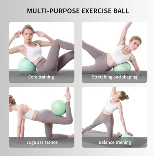 Miniatura 7 de FITMIND_Pelota de Pilates de 10 Pulgadas Antiestrés y Antideslizante Mini Bola de Yoga para Fitness, Entrenamiento del Núcleo, Terapia Física, Verde