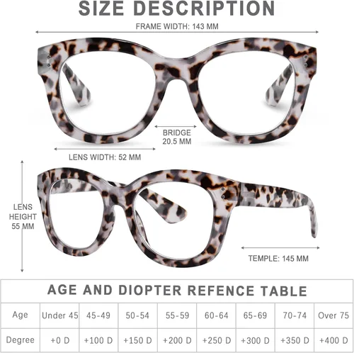 Miniatura 3 de Oprah Style - Lentes de lectura para mujer, de gran tamaño, con bloqueo de luz azul, para lectura de computadora con bisagra de resorte