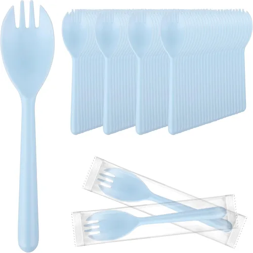 Miniatura 16 de EUSOAR Cucharas de tenedor de plástico, 100 tenedores desechables de 5.5 x 1.2 pulgadas, juego de utensilios pesados, cuchara de servir, helado