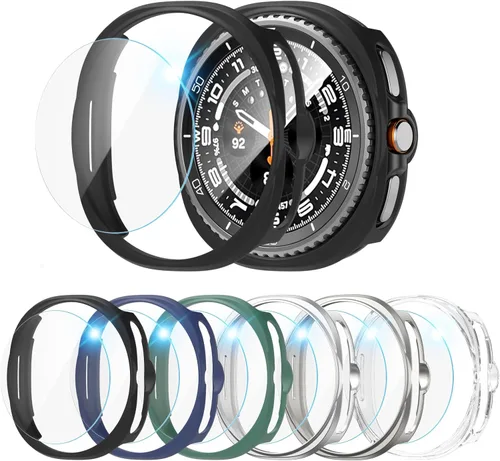 Miniatura 8 de Paquete de 6+6 para Samsung Galaxy Watch 7 Protector de Pantalla de 40mm, Funda de Parachoques de PC Duro con Película de Vidrio Templado Anti-Vaho