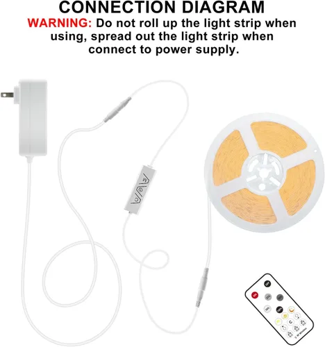 Miniatura 8 de Tira de luz LED COB de 32.8 pies con control remoto, 4000K Ra93+ regulable brillante luz LED COB tira de luz blanca continua para espejo, escalera