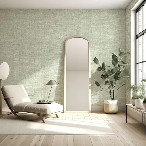 Miniatura 7 de Amiya Papel tapiz de tela de hierba 17.3"x80" Verde salvia despegar y pegar Papel de contacto de tela sintética de lino verde autoadhesivo removible