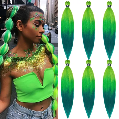 Miniatura 21 de pelo trenzado preestirado marrón, pelo trenzado Kanekalo, pelo trenzado preestirado de 26 pulgadas, 6 paquetes plegados, textura Yaki, extensiones