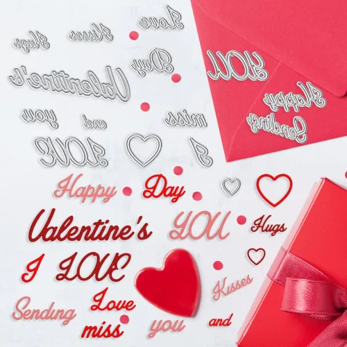 Miniatura 7 de Hying Troqueles de corte de palabras de amor para el día de San Valentín para hacer tarjetas, decoración de álbumes de fotos, marco de corazón