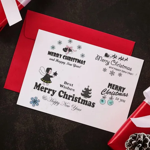 Miniatura 4 de Palabras de felicitación de Feliz Navidad, sellos transparentes para hacer tarjetas y decoraciones de álbumes de fotos, sellos de silicona de árbol