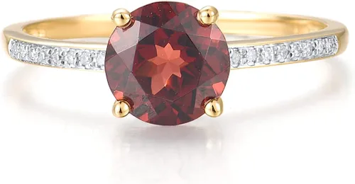 Miniatura 2 de Santuzza Anillo de oro macizo de 10 quilates con piedras preciosas solitarias para mujer