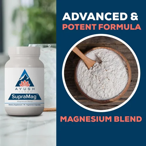 Miniatura 4 de Ayush Herbs SupraMag - Mezcla de magnesio, suplemento de complejo de magnesio de 400 mg con bisglicinato de magnesio quelado, citrato, ororato
