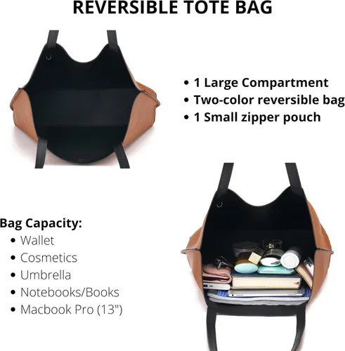 Miniatura 4 de Scarleton Leather Tote Bag for Women, Womens Purses and Handbags, Reversible Tote Bags for Women, Purses for Women, H1842