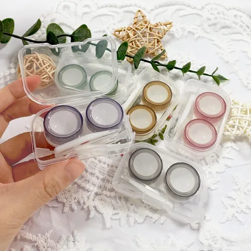 Miniatura 5 de Fundas para lentes de contacto, colorido soporte para lentes de contacto, estuche de contacto transparente, mini lente de contacto portátil