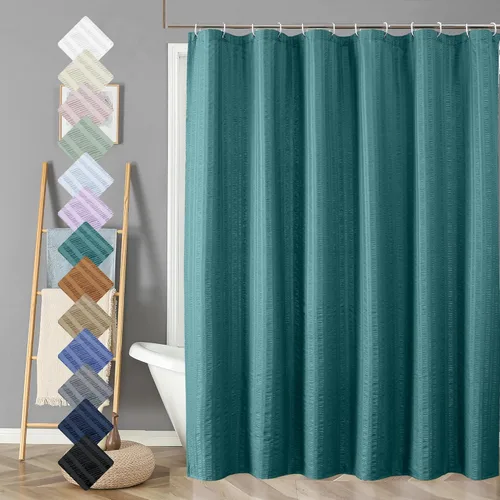 Miniatura 69 de Aiyufeng Moga - Cortina de ducha verde salvia, cortinas de ducha texturizadas en relieve 3D para baño, cortina de baño de tela de poliéster de lujo