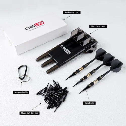 Miniatura 6 de CyeeLife Punta de plástico para dardos – Juego de dardos profesionales de punta suave de 0.71 onzas con estuche de transporte y 30 puntas de dardos