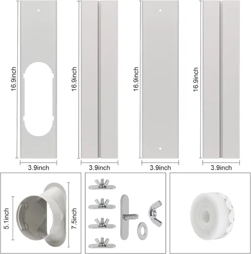 Miniatura 2 de Kit de ventana de aire acondicionado portátil, placa de kit de ventilación de ventana deslizante vertical/horizontal ajustable para unidad de AC
